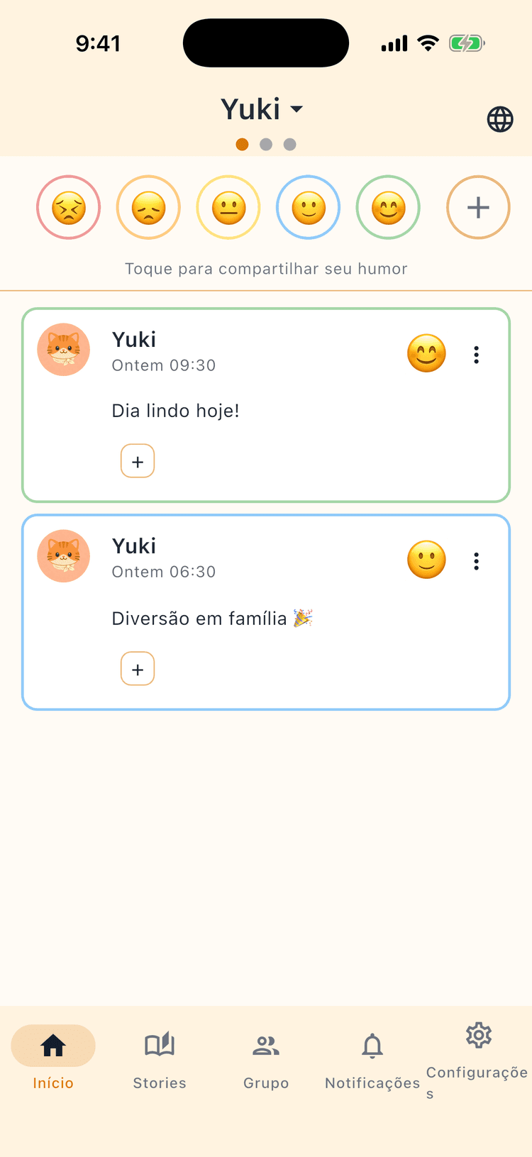 Veja o humor da família na hora - Compartilhar com 1 toque, todo dia