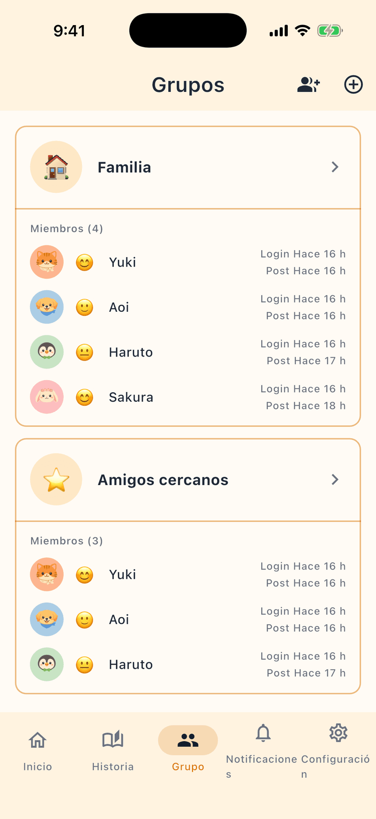 Organiza tus vínculos familiares - Gestiona varios grupos fácilmente